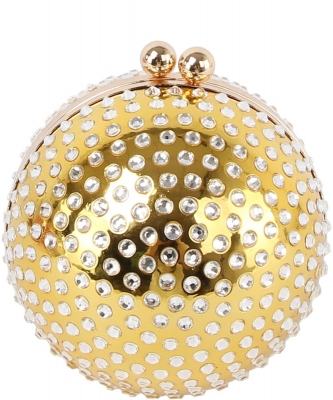 Rhinestone Ball Clutch Crossbody Bag LGZ102 GOLD